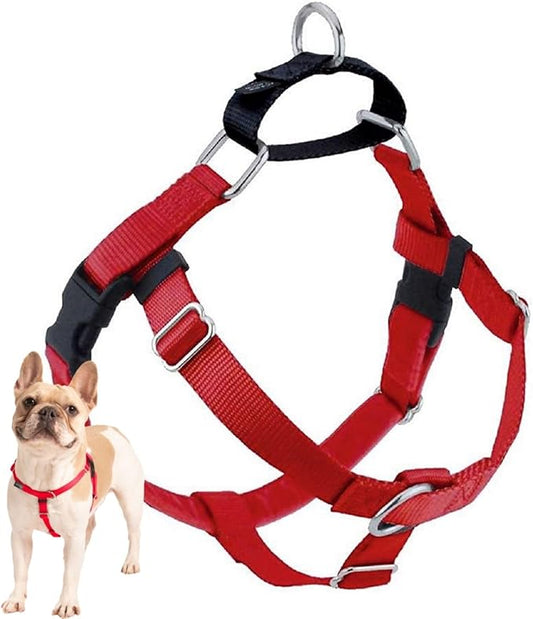 2 Hounds Design Freedom No Pull Dog Harness, Adjustable Harness, Easy Walking & Comfortable Control, Fits Small, Medium & Large Dogs, Solid Colors, Made in USA, 1" LG, Red