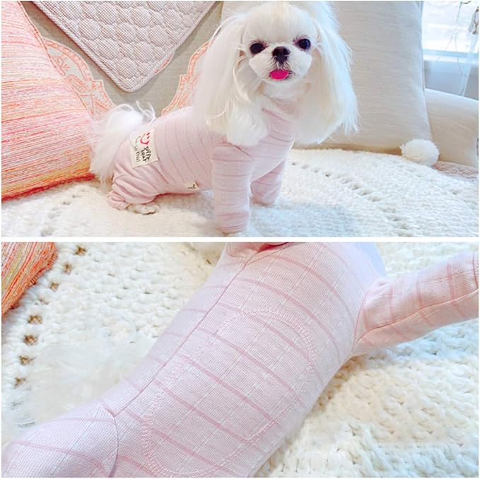 Recovery Suit for Dog After Surgery Cut Pet Recovery Shirt Dog Abdominal Wounds Bandages,Wound Protective Full Coverage Dog's Bodysuit for Surgery Female Dog Prevent Licking(RSS08-Fpink-S+)