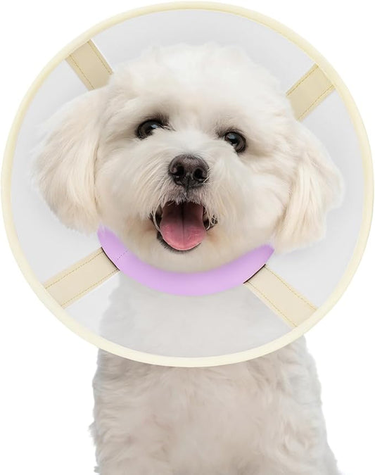 Soft Dog Cone Collar to Stop Licking-Adjustable Comfortable Mesh Recovery Collars After Surgery for Small Miniature Dogs, Alternative to Plastic Elizabethan Collar for Neuter Incision Care (Purple,M)