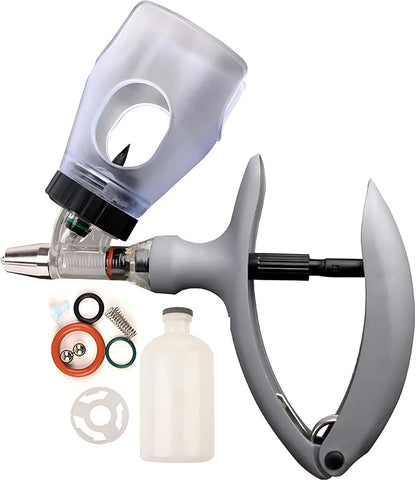 Auto-Injector Syringe Gun for Livestock, Poultry Adjustable Continuous Injection with Bottle Adapter for Goats, Pigs, Cows(B,5ML)