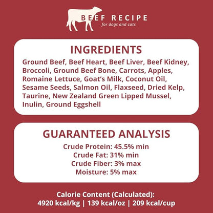 Steve's Real Food Freeze-Dried Raw Nuggets - Beef Recipe - Raw Pet Food for Dogs and Cats - 20 oz