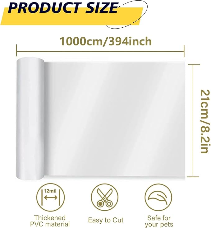 yongjoy Door Protector from Dog Scratching - Cat Scratch Door Frame Single Side Adhesive Protector Anti Dog Scratch Door Guard for Dogs Clear - 394" x 8.2"