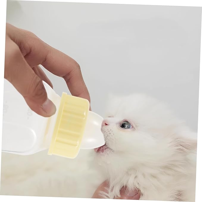 1set Small Pet Nursing Bottles for Kittens and Puppies Feeding Bottle Kit Yellow Easy to Use Safe Feeding for Pets