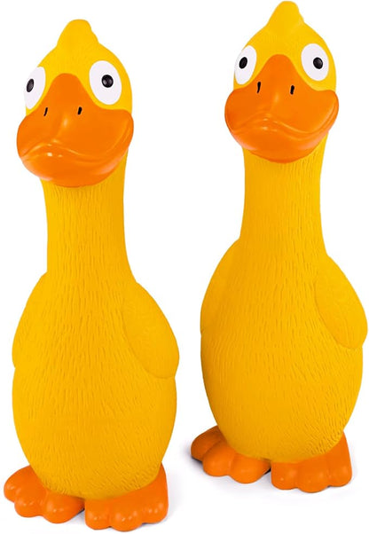 CHIWAVA 2 Pack 7.9 Inch Squeak Latex Dog Toy Yellow Duck Interactive Play for Small Medium Dogs