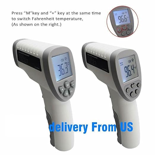 CLOC Non-Contact Infrared Thermometer SK-T008 - Both for Body and Object - Test Celsius & Fahrenheit - Battery Included - White.