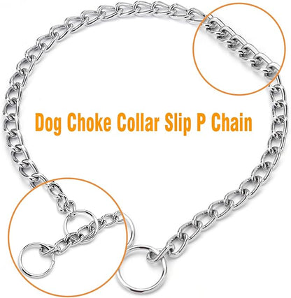 Chain Dog Collar, Metal Slip Link Heavy Duty XL Collar Training Collars for Large XL Dogs, Silver XL