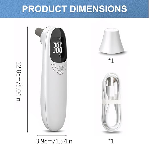 5x1.5 Cat Ear Thermometer for Pet Accurate 32-42.9℃ Digital USB Rechargeable Pet Thermometer for Dog, Cat, Pig, Sheep & More
