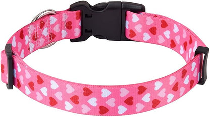 Mihqy Dog Collar - Adjustable Heart Dog Collar - Love Theme - Perfect for Small Medium Large Dogs(Pink Heart,M)