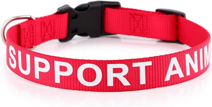 Plutus Pet Support Animal Collar,Printed in Large Letters on Nylon Webbing,Prevents Accidents by Warning Others of Your Dog in Advance,Two Colors,Four Sizes,Neck 16-24 inch,Large,Red