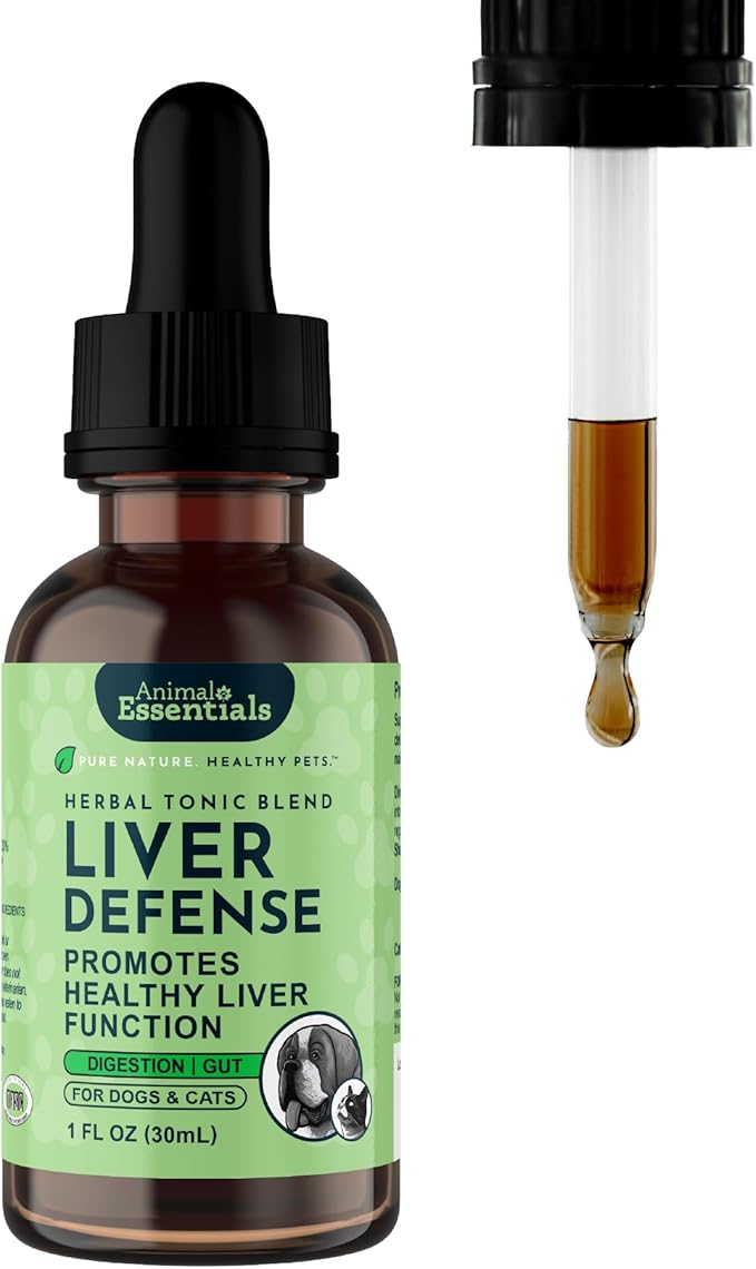 Animal Essentials Liver Defense for Dogs & Cats - Liver & Kidney Support for Pets, Milk Thistle for Dogs & Cats, Dandelion Supplement, Liquid Supplement, Detox Cleanser Blend - 1 Fl Oz