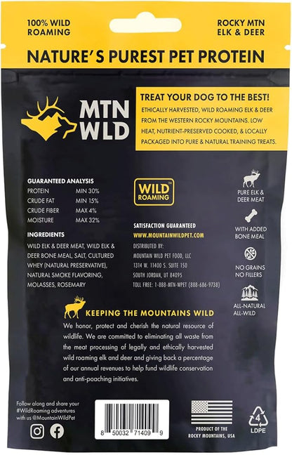 MOUNTAIN WILD Training Treats for Dogs & Puppies – Elk & Venison Protein Puppy & Dog Treat – High Value, All-Natural, No Fillers, Grain-Free, No Artificial Preservatives – 4oz, 2 Bags