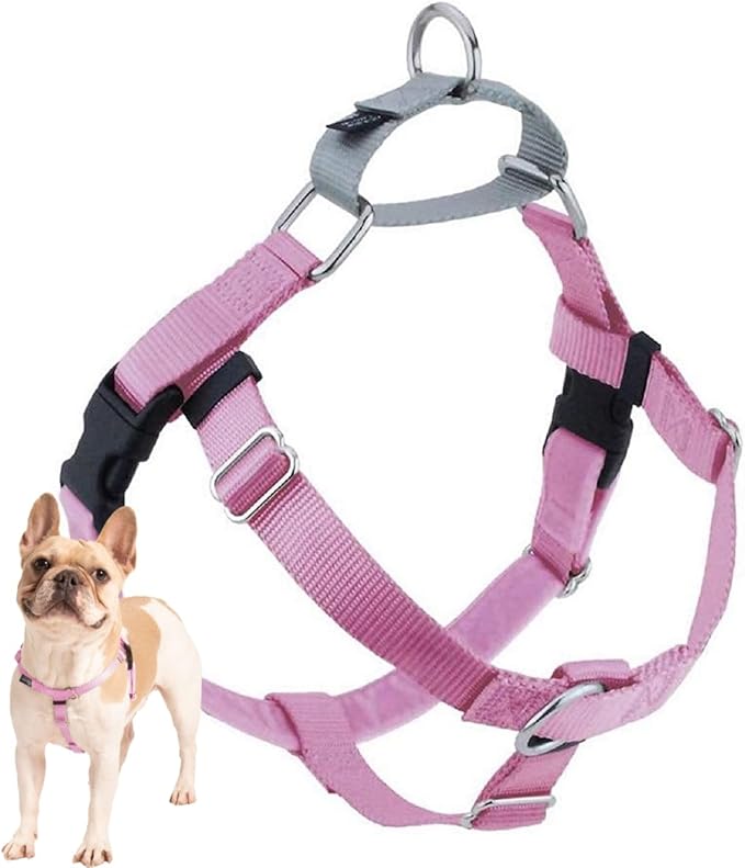 2 Hounds Design Freedom No Pull Dog Harness, Adjustable Harness, Easy Walking & Comfortable Control, Fits Small, Medium & Large Dogs, Solid Colors, Made in USA, 5/8" MD, Rose