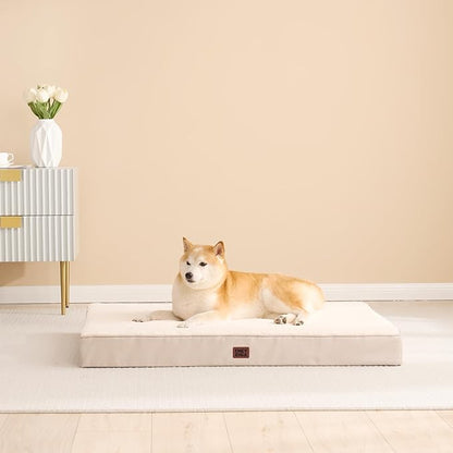 EHEYCIGA Orthopedic Medium Dog Beds for Small Dogs with Removable Washable Cover for Crate, Camel, 30x20