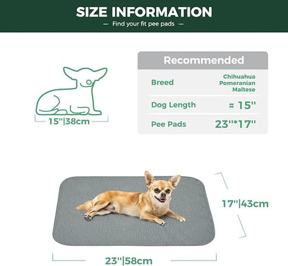 FXW Washable Pee Pads for Dogs, Puppy Pads with Super Absorbent, Specifically Designed for 24inch Cages, 17" x 23" Rectangle, Gray, 2 Packs