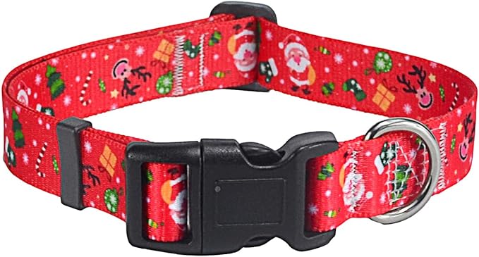 Mihqy Christmas Dog Collar - Premium Adjustable Dog Collar for Small Medium Large Dogs (Christmas, S)
