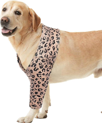 ROZKITCH Dog Elbow Sleeve for Front Right Left Leg, Pet Prevent Licking Wound Elbow Knee Protector, Dog Recovery Suit Cone Collar Alternative for Sprain ACL CCL Arthritis Joint Care Brown S