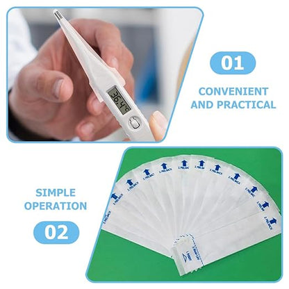 100Pcs Universal Probe Paper Covers Protective Sleeves for Rectal and Digital Thermometers for Home and Veterinary Use
