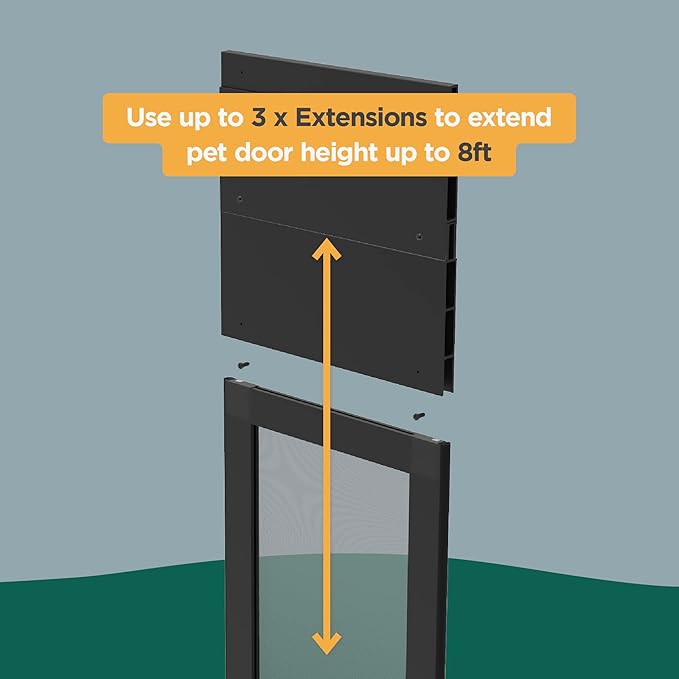 Hakuna Pets Patio Pet Door 3.9” Height Extension, Fits Screen Insert Panel for Small Doors, Black