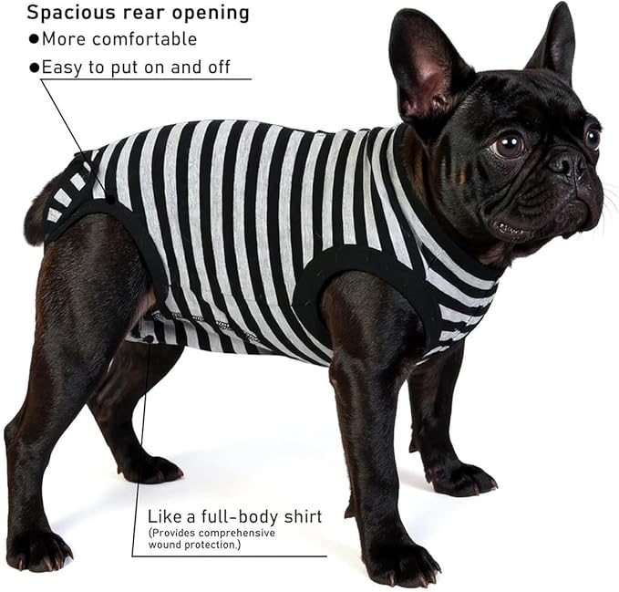 Dog Surgery Recovery Suit Dogs Neuter Spay Female Male Protective Clothes,Black Striped 3XL