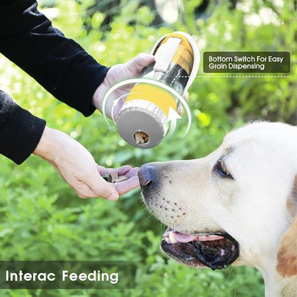 SUPERDESIGN Grey Dog Water Bottle Portable with Food Container, Dog Travel Water Bottle Easy-to-Use, Leak-Proof Design Pet Water Bottle Ideal for Travel,Hiking and Dog Walking Accessories