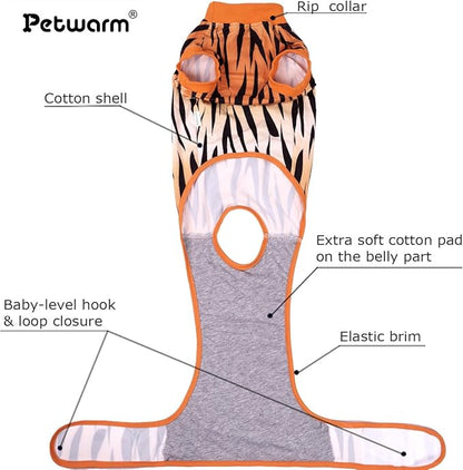 PetWarm Dog Recovery Suit, Surgical Suit for Dogs Female Spay Male Neutered, Dog Onesie for Surgery, Anti-Licking Dog Surgery Recovery Suit, Leopard Pattern, Yellow, M