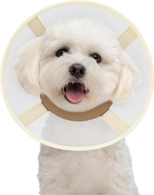 Soft Dog Cone Collar to Stop Licking-Adjustable Comfortable Mesh Recovery Collars After Surgery for Small or Miniature Dog, Alternative to Plastic Elizabethan Collar for Neuter Incision Care (Brown,M)