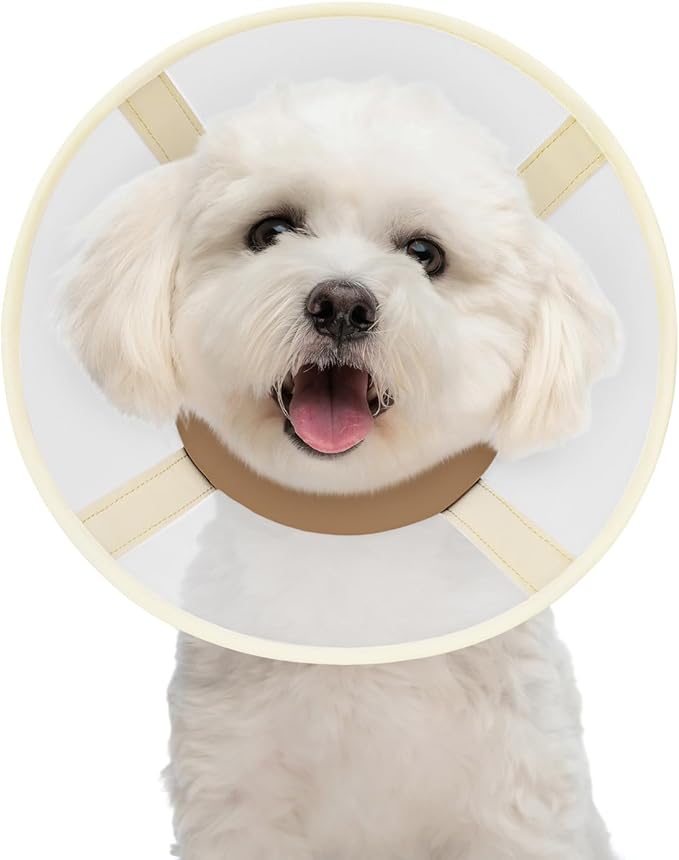 Soft Dog Cone Collar to Stop Licking-Adjustable Comfortable Mesh Recovery Collars After Surgery for Small or Miniature Dog, Alternative to Plastic Elizabethan Collar for Neuter Incision Care (Brown,L)