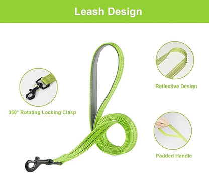 Hipubby Dog Harness and Leash Set, No Pull Soft Mesh Puppy Harness for Small Medium Dogs, Cats - Step in Reflective Breathable Lightweight Vest Harness for Walking, Training - Bright Green, M