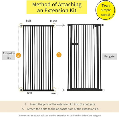 Lumizone Extra Tall Cat Gate Extension Kit 55.12" High Pressure Mounted 2025 New 29.52" Extra Wide 1.37" Gap No Drilling Tall Pet Gate for Dogs (Black, 55.12" H x 29.52" W, Extension)