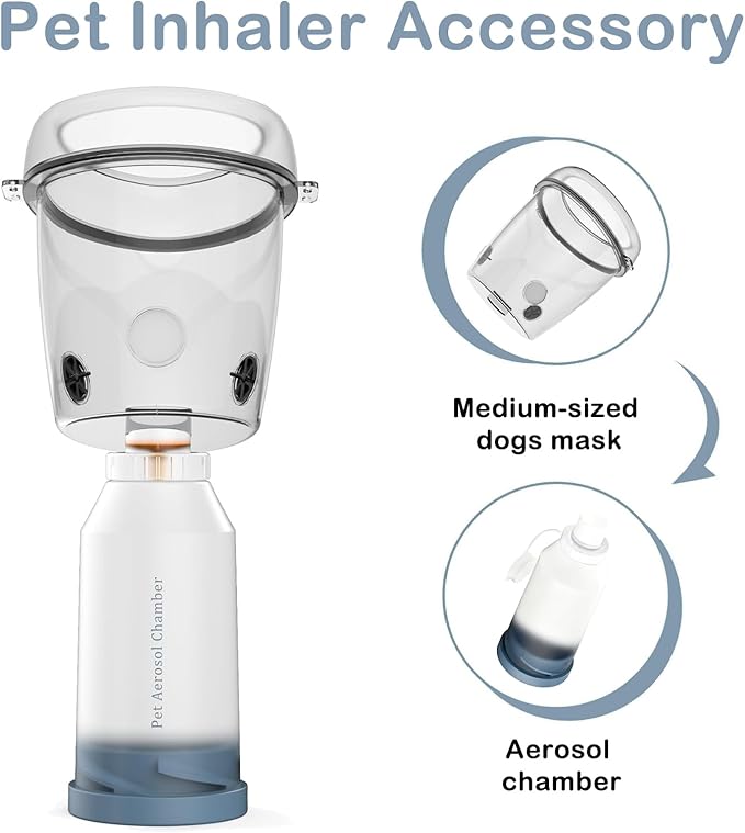 Dog Inhaler Spacer, for Medium Dogs, Pet Aerosol Chamber with Silicone Mask for First Aid at Home or Outdoors M