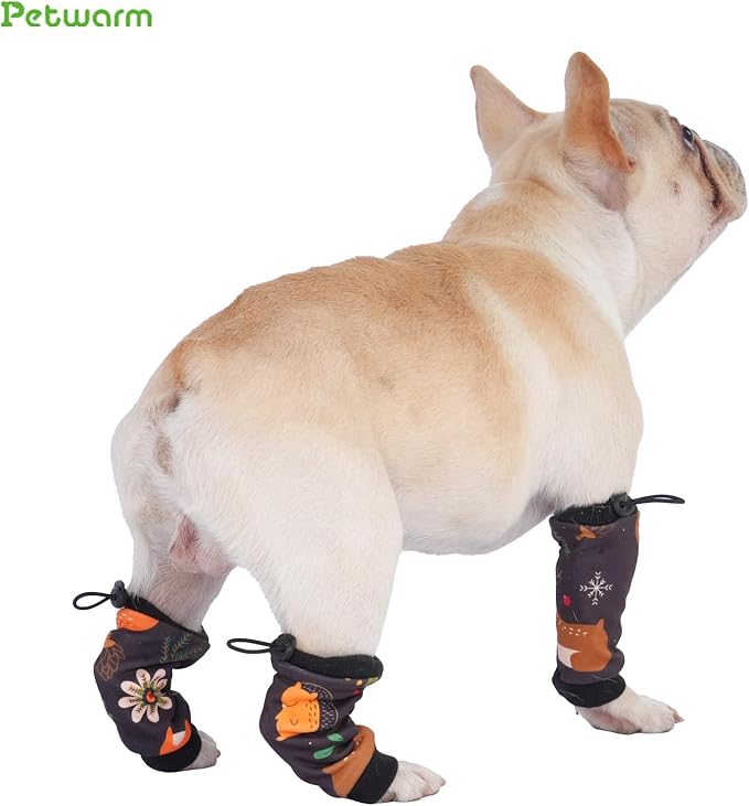 PetWarm Dog Recovery Sleeve 4pcs Set, Dog Leg Sleeve, Ideal for Comfort and Support During Pet Recovery, Suitable for Active or Support Recoverying Pet Use, Black Brown, S