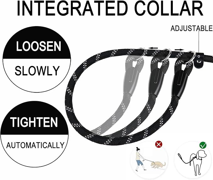 BOOEUDI Dog Leash, 5 FT Heavy Duty Dog Leashes, Durable Premium Quality Strong Training Rope Slip Leash with Comfortable Padded Handle and Highly Reflective Threads for Small Medium and Large Dogs
