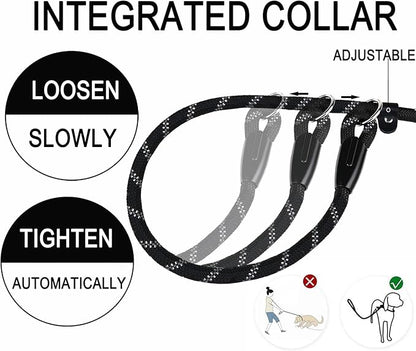 Dog Leash 6 FT, Durable Premium Quality Strong Training Rope Slip Leash with Comfortable Padded Handle and Highly Reflective Threads for Small Medium and Large Dogs, (Black)