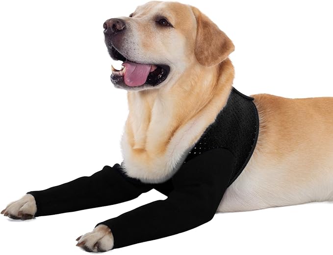 Coodeo Dog Recovery Sleeves, Cone Collar Alternative, Abrasion Resistant Dog Recovery Suit, Washable 2.5mm Thick and Waterproof, Pet Wounds Prevent Licking, Biting (Black, M)