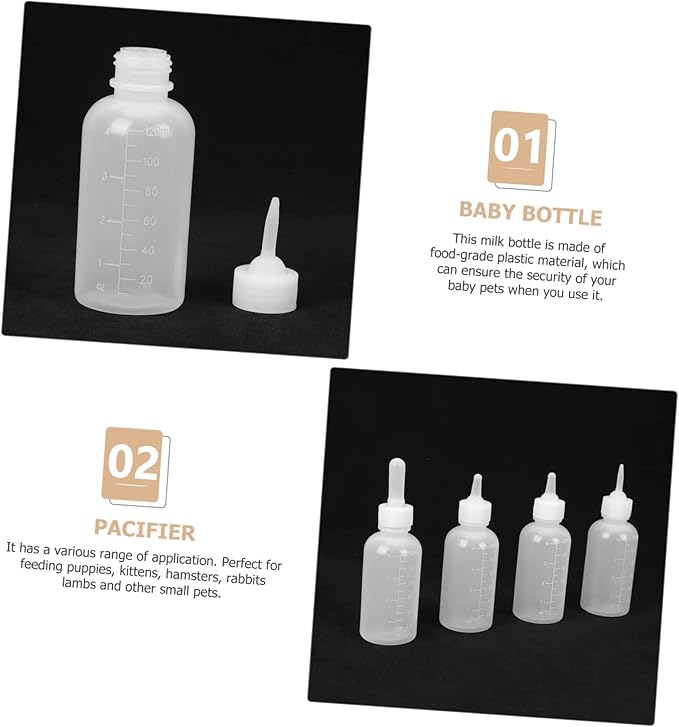 BESPORTBLE 4pcs Tiny Pet Nursing Bottle for Puppy Kitten Cat Milk Feeding Bottle Kit