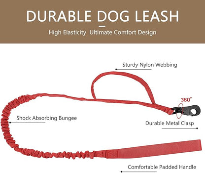 DAGANXI Tactical Dog Collar, Adjustable Military Training Nylon Dog Collar with Control Handle and Heavy Metal Buckle for Medium and Large Dogs, with Patches and Airtags Case (Red-Set, L)