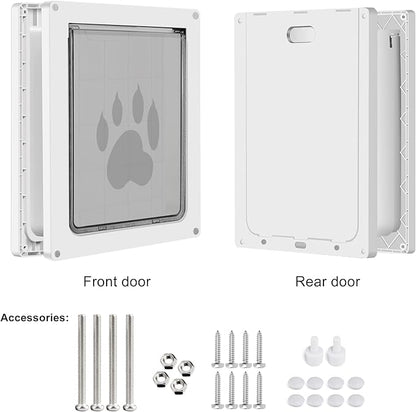 CEESC Large Dog Door for Pets Up to 100 lb, Weatherproof Pet Door for Cats and Dogs, Durable, Snap-in Closing Panel Included, Suitable for Interior and Exterior Doors (Large, White)