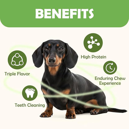 MON2SUN Dog Treats, Triple Flavor 5 Inch Chicken Liver Duck and Chicken Wrapped Rawhide Snacks for Small and Medium Dogs, 10.58 Oz (15 Count-Pack of 2)