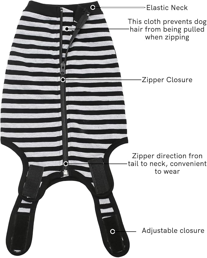 Dog Surgery Recovery Suit Dogs Neuter Spay Female Male Protective Clothes,Black Striped 3XL