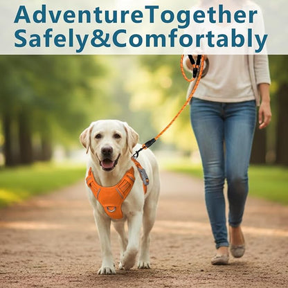 BARKBAY Dog Harness No Pull with ID Tag Pocket - Heavy Duty, Reflective, Easy Control for Large Dogs(Orange,XL)