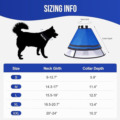 OneTigris Elizabethan Collar Soft Dog Cone for Dogs After Surgery, Breathable Pet Recovery Collar for Large Medium Small Dogs and Cats, Adjustable Dog Cone Collar (Blue, M)