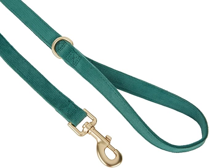 Soft Cotton Dog Leash, 5 Ft Heavy Duty Corduroy Dog Leashes with Gold Metal Hook for Small Medium Large Dogs,Small,Dark Green