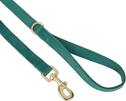 Soft Cotton Dog Leash, 5 Ft Heavy Duty Corduroy Dog Leashes with Gold Metal Hook for Small Medium Large Dogs,Small,Dark Green