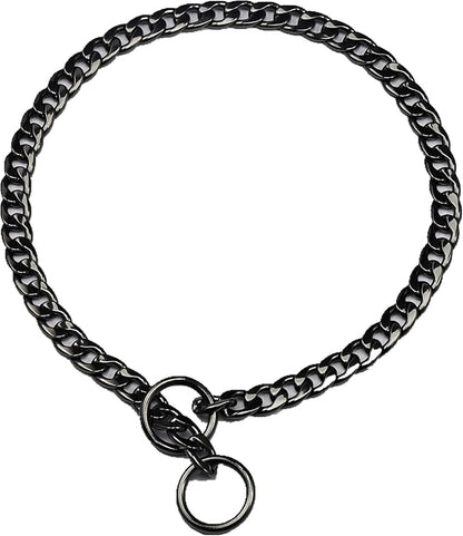 Stainless Steel P Chock Metal Chain -JYHY Dog Necklace Collars Walking Training Pet Supplies for Small Medium Large Dogs (18" (Neck Fits 14"-16"), Black)