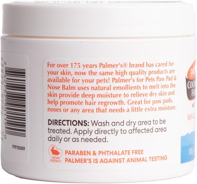 Palmer's for Pets Cocoa Butter Paw Pad and Nose Balm for Dogs, Fragrance Free Dog Skin Soother with Vitamin E for Dry Paws and Noses, Plant Based Formula, 3.5 Oz