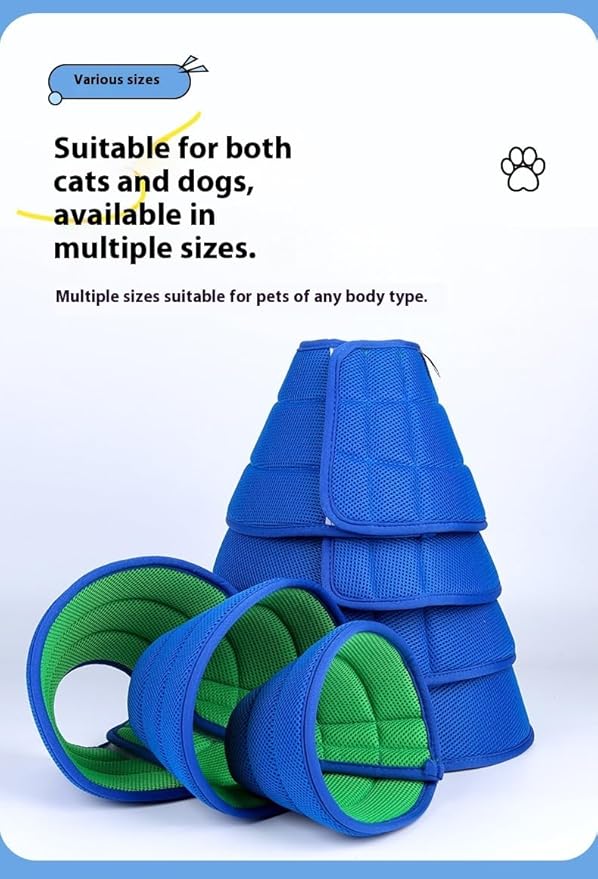Soft Dog Cone Collar Alternative, Adjustable E-Collar for Surgery Recovery & Wound Protection. Comfy Elizabethan Cone for All Pets. (Blue, M(Fit 6.6-11 lb Dog))