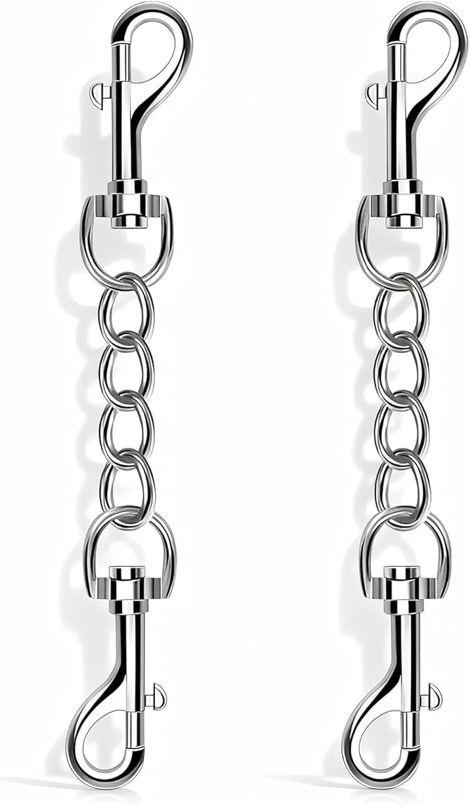 2 PCS Dog Collar Metal Safety Clip, Harness Collar Leash Chain Connector, Heavy Duty Double End Spring Backup Buckle Clasp, Escape-Proof Safety Accessory (Small, Silver)