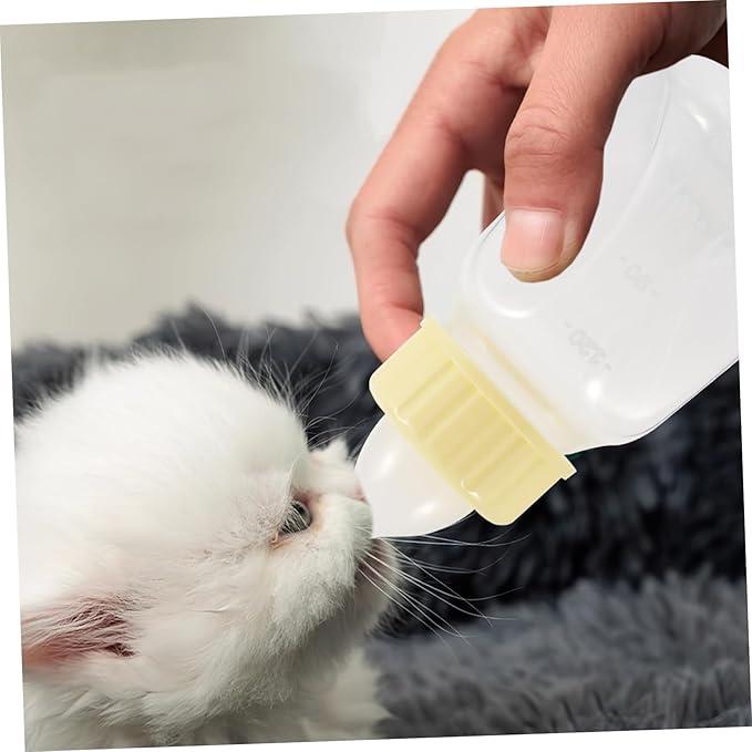 1set Small Pet Nursing Bottles for Kittens and Puppies Feeding Bottle Kit Yellow Easy to Use Safe Feeding for Pets