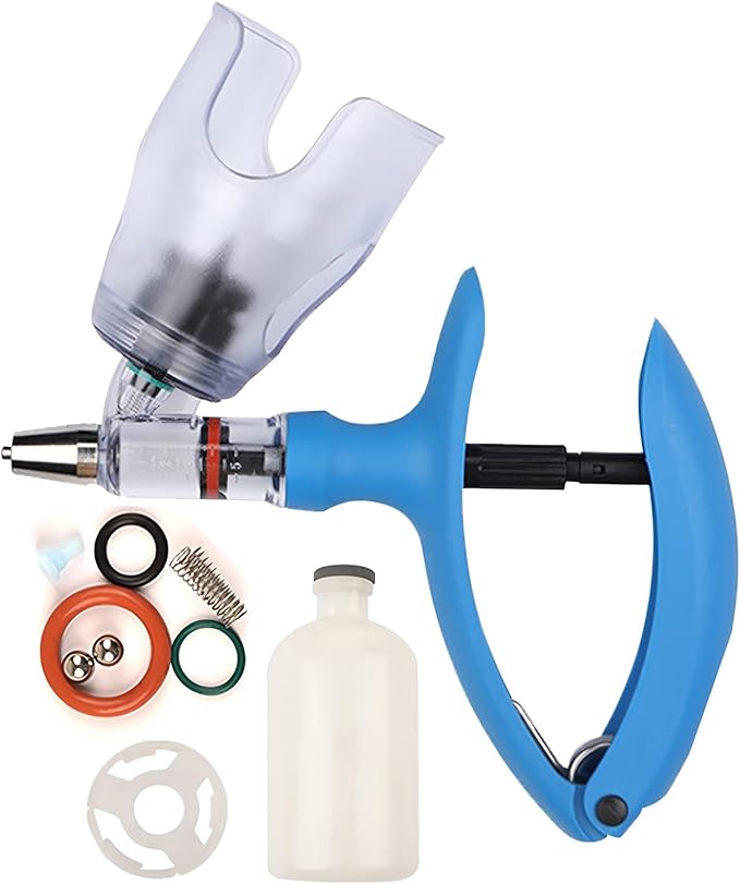 Livestock Continuous Syringes, Adjustable Veterinary Injection Gun with Bottle Insertion, Precision Injector for Poultry(D,5ML)