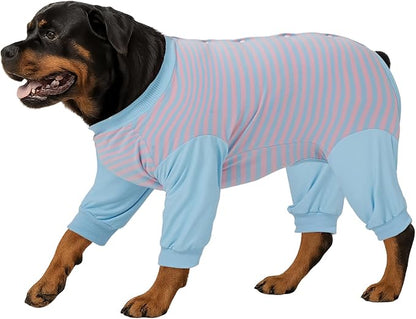 LovinPet Dog Recovery Suit - Medium Large - After Surgery Big Dog Recovery Suit Anti Licking Abdominal Wound Surgical Clothes Post-Operative Vest E-Collar Alternative Recovery Shirt,Blue,L